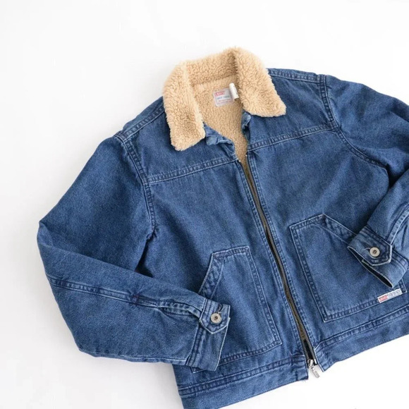 Vintage Levi's Dry Goods Trucker Winter Denim Jacket with Sherpa Lining Medium - Picture 8 of 14